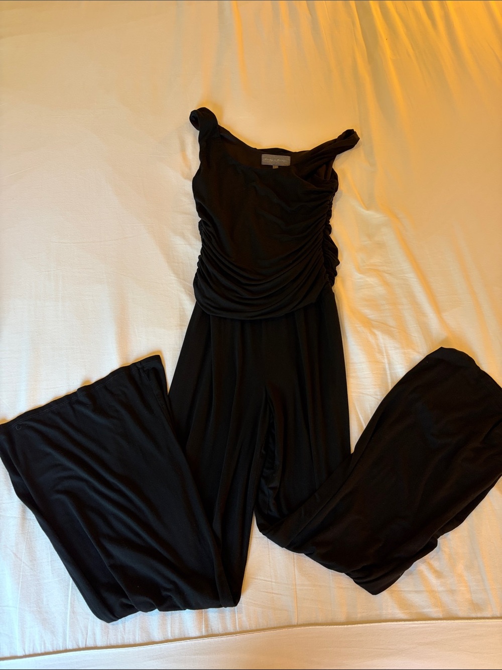 Black Women's Jumpsuit with Draped Bodice